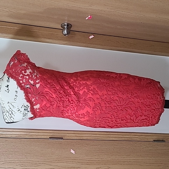 NWT Tadashi Shoji one shoulder lace cocktail wedding guest bodycon wiggle dress - Picture 3 of 4